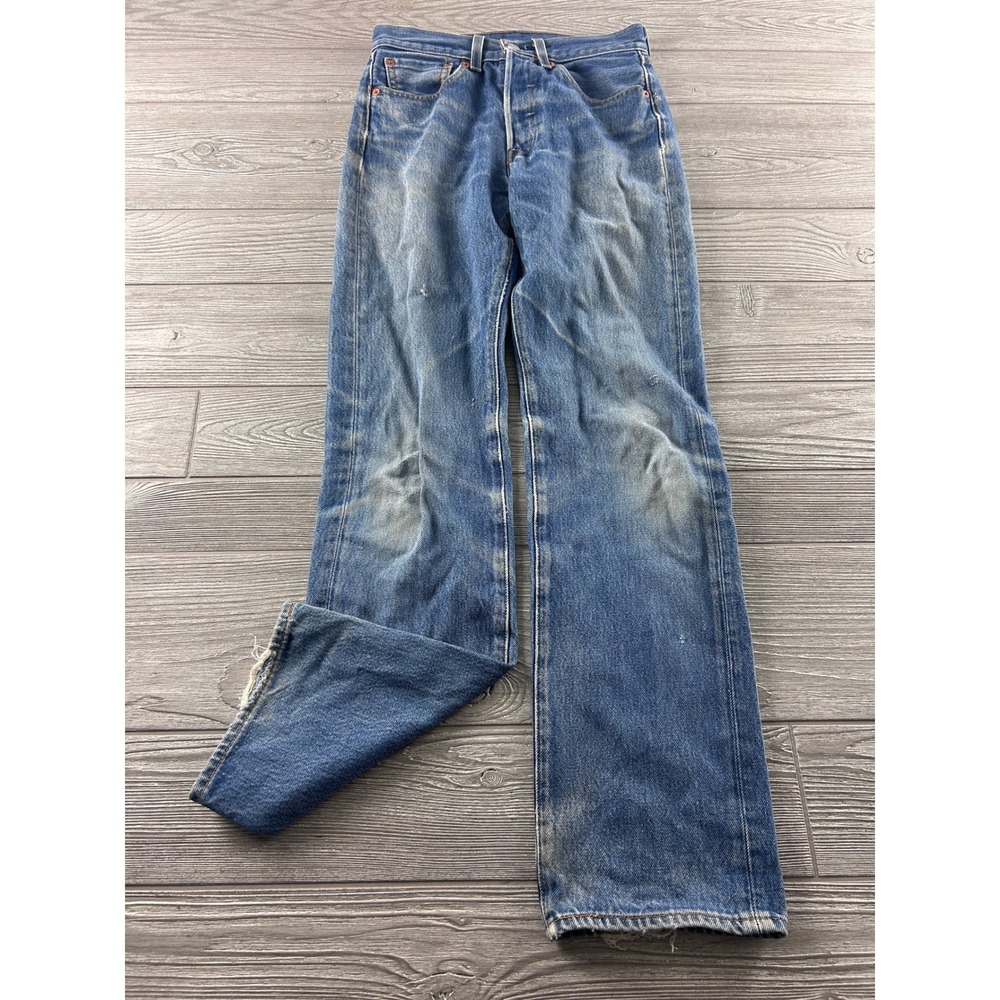 Levis 501 Original Fit Straight Leg Blue Denim Jeans W28 L34 Medium Wash